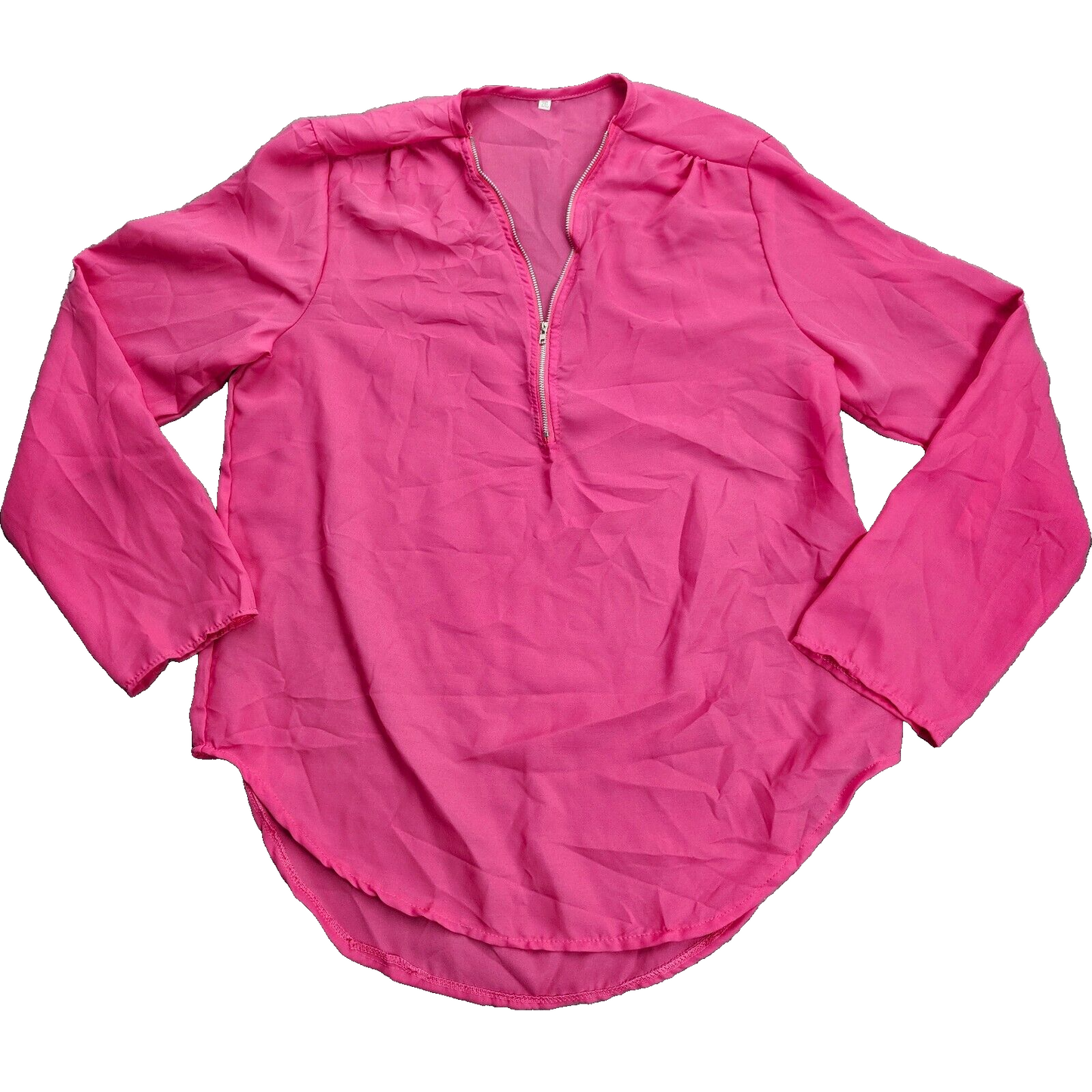 Womens light weight 1/4 zip blouse 3/4 sleeve Bright Pink 2XL