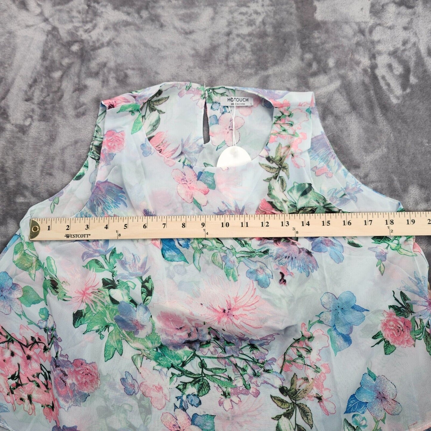 Hotouch Womens Sleeveless Chiffon Floral Blouse Top Large