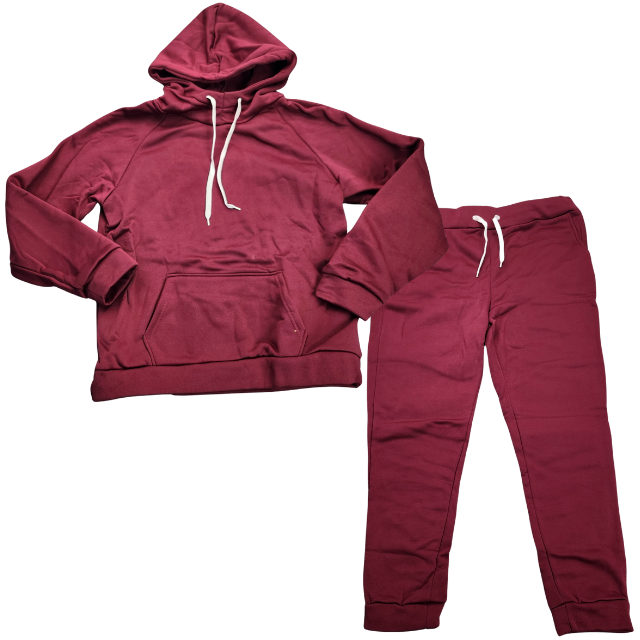 Womens Long Fleece Tracksuit Sweatshirt & Pants Maroon 3XL