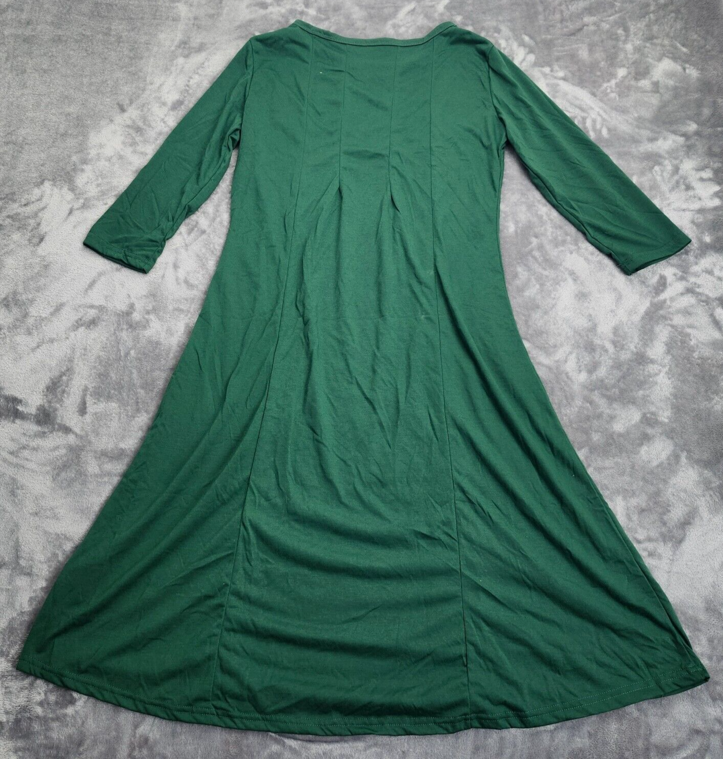 Women's Going Out Casual Solid Green Color Mid-Sleeve Dress Large