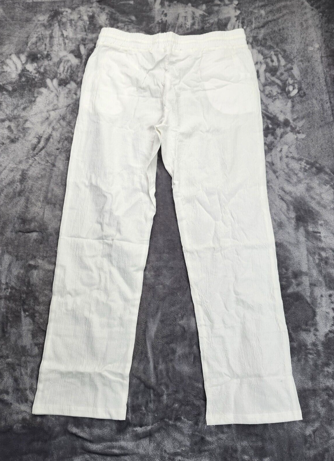 Women's Casual Loose Straight Stretch Waist Beach Pants White XL