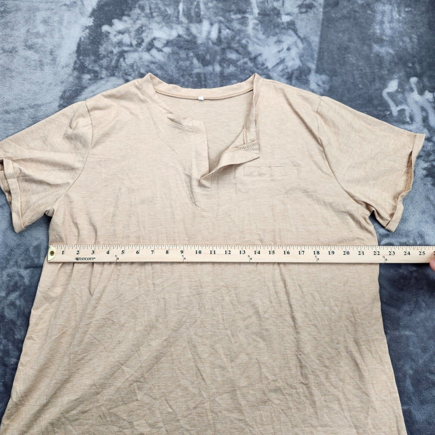 Men's Beige Henley Shirts V Neck T Shirts 2XL