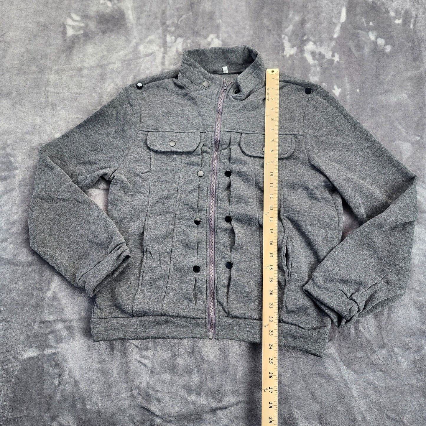 Men's Washed Cotton Military Outdoor Jackets Casual Slim Fit Grey XXL