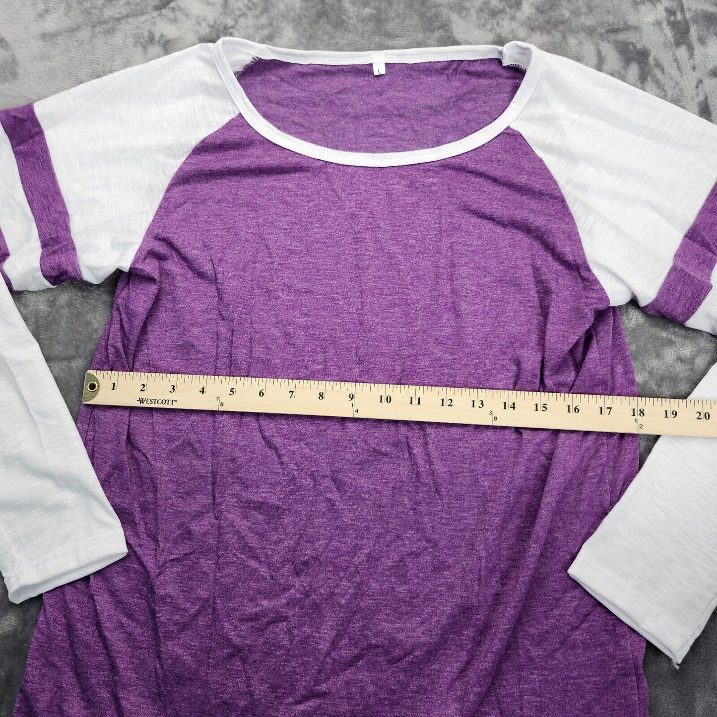 Long Sleeve Tshirt Baseball Jersey Top Purple Large