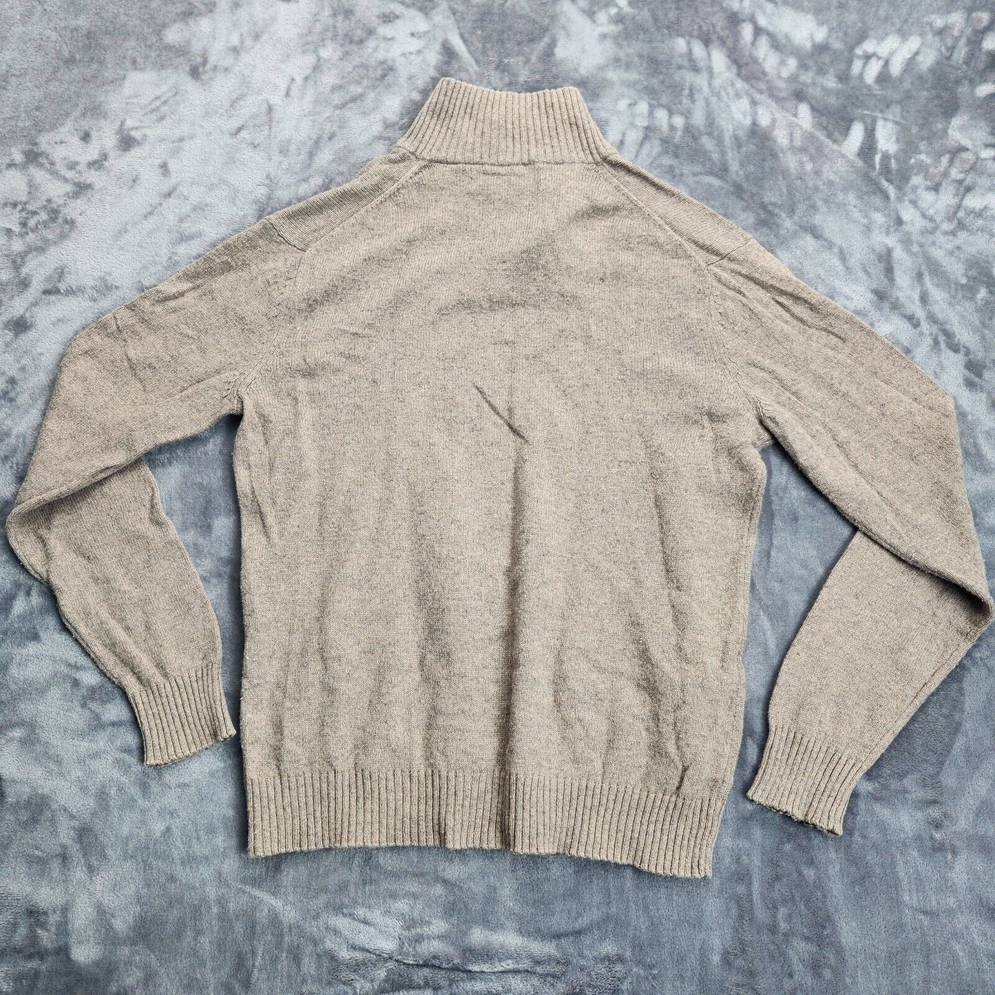 PERRY ELLIS Merino Wool Blend Collared Knit Sweater Tan size Medium