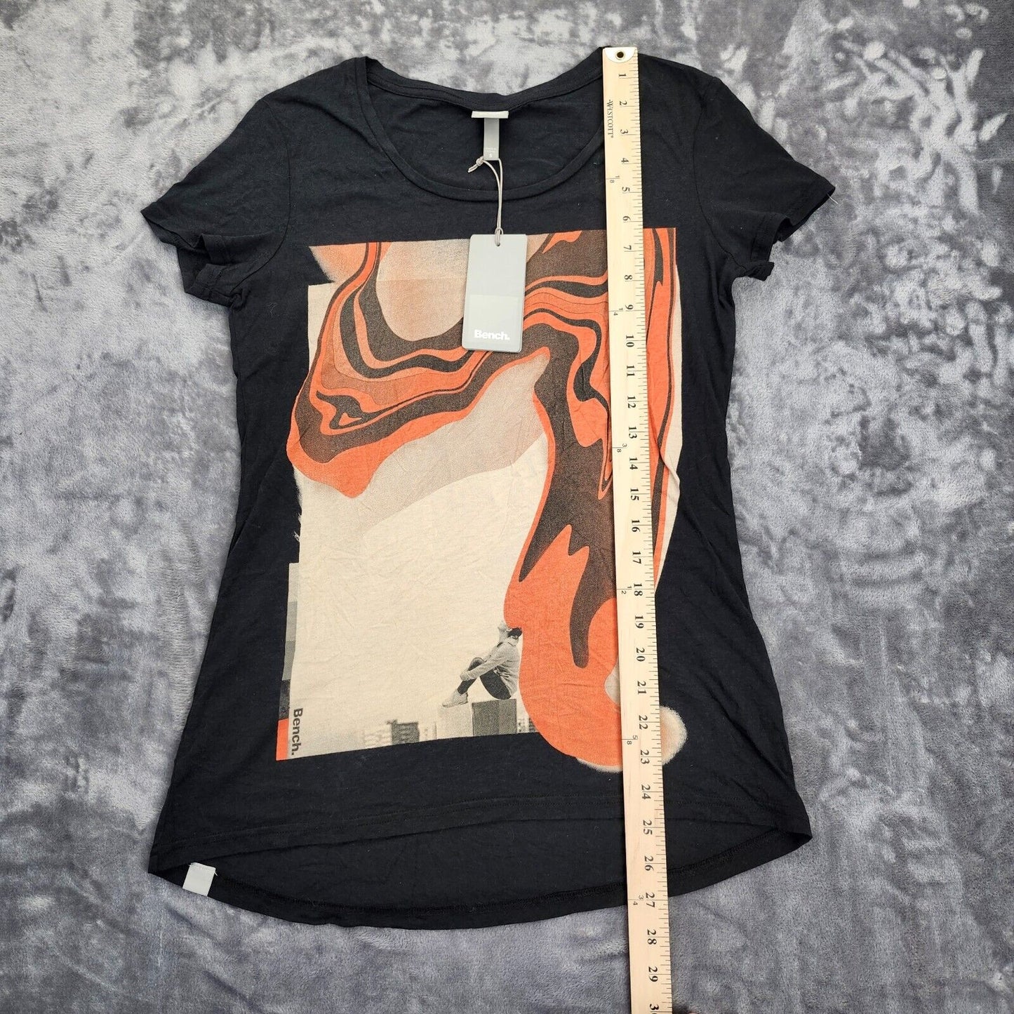 Bench Urban Wear Womens Cap sleeve On top of the world Graphic T-Shirt Size SM