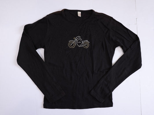 Womens (Size L) Anvil Motorcycle Black T Shirt Long Sleeve