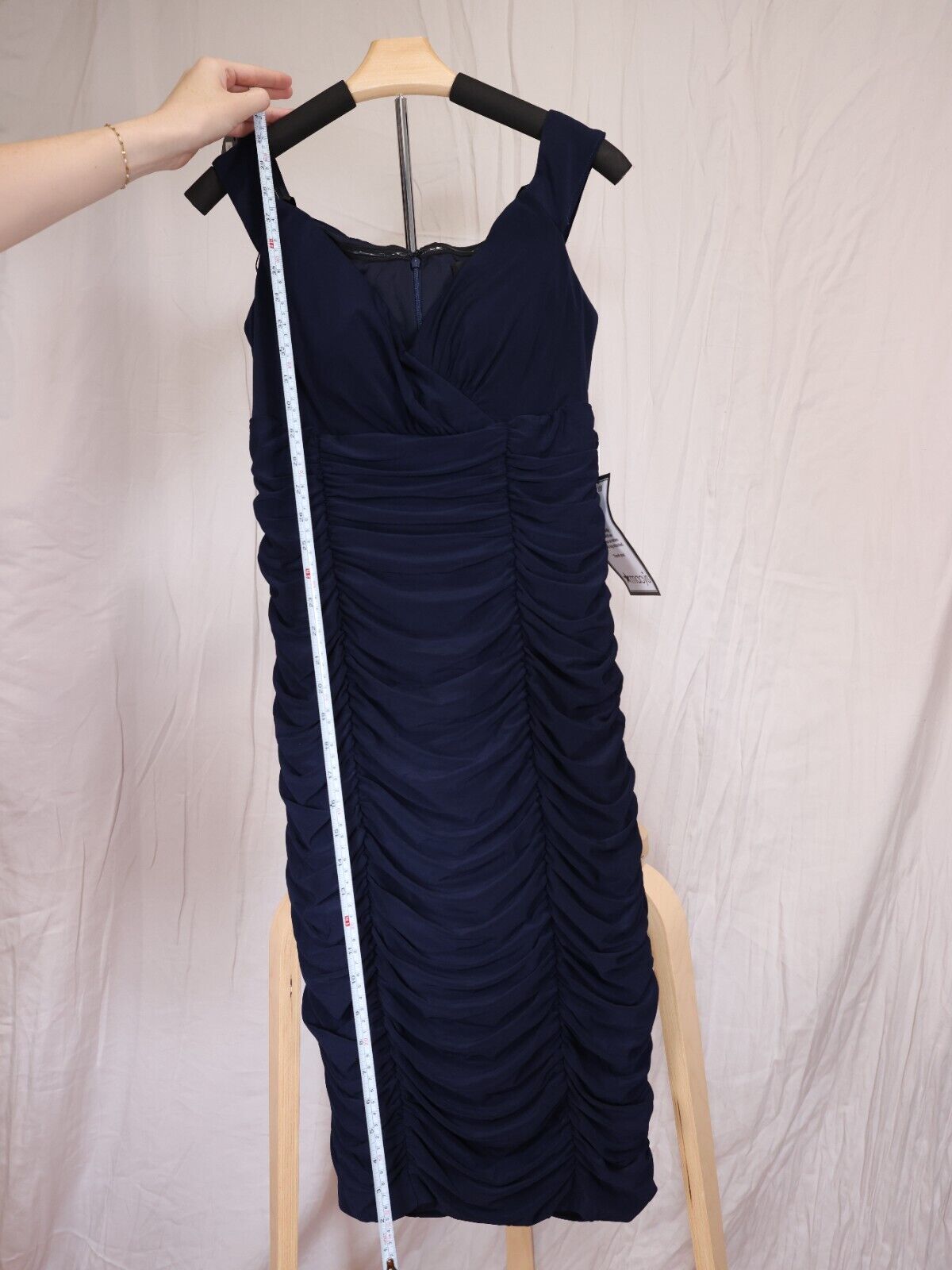 Escape Womens Navy Slit Lined Shjort Sleeve Body Con Dress Size 12