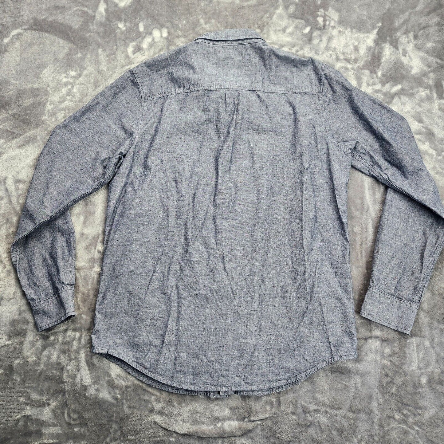 LRG Lifted Research Group Shirt Mens Long Sleeve Button Front Blue Gray Hue MED