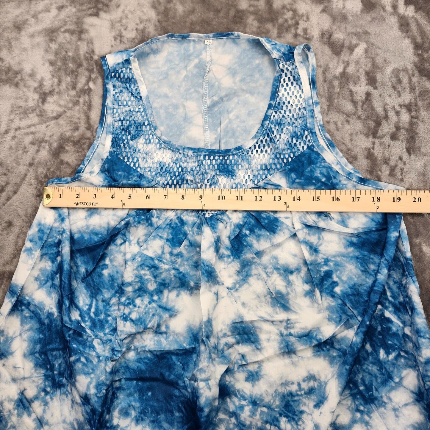 Women's Sleeveless Tie Dye Tunics Tank Tops Blue XL