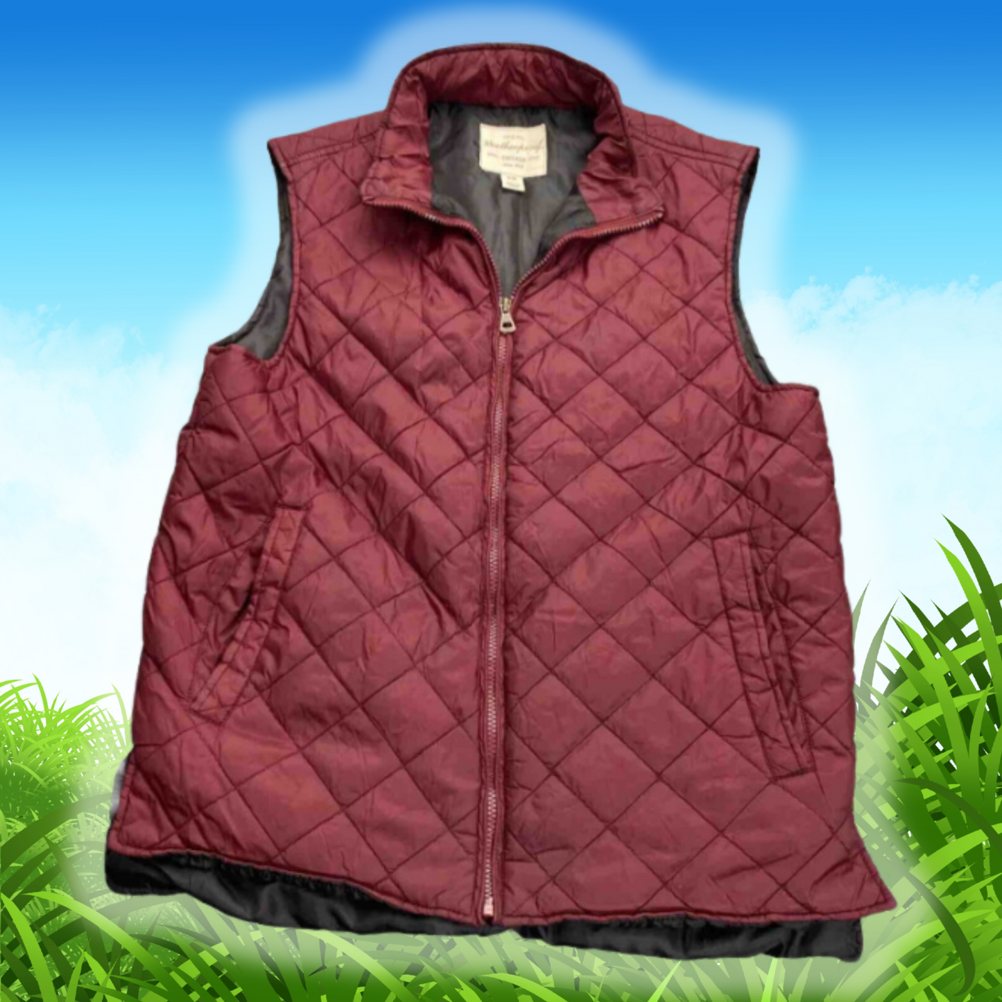 Original Weatherproof 1948 Quilted Vest Size Wine 100% Nylon Size M