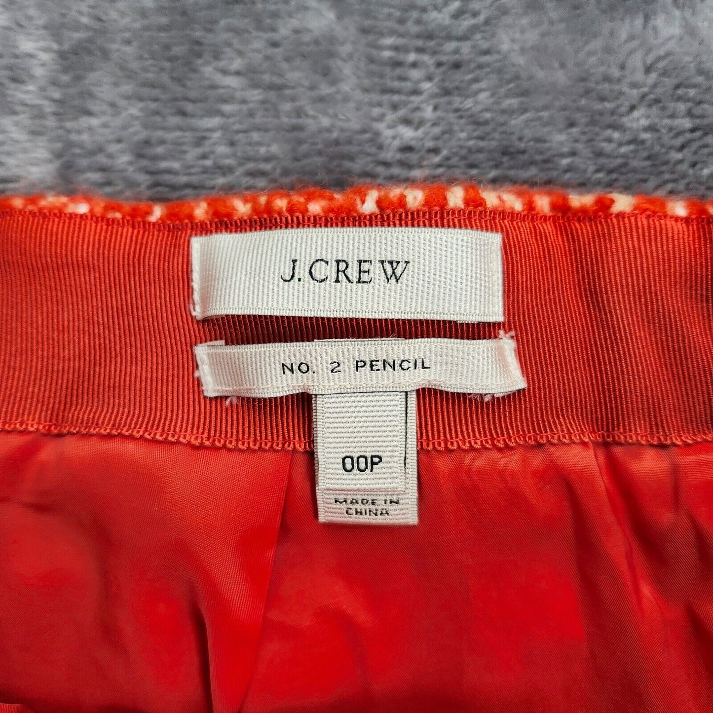 J. Crew Wool Skirt Womens Size 00 Petite Orange Lined Knee Length No 2 Pencil