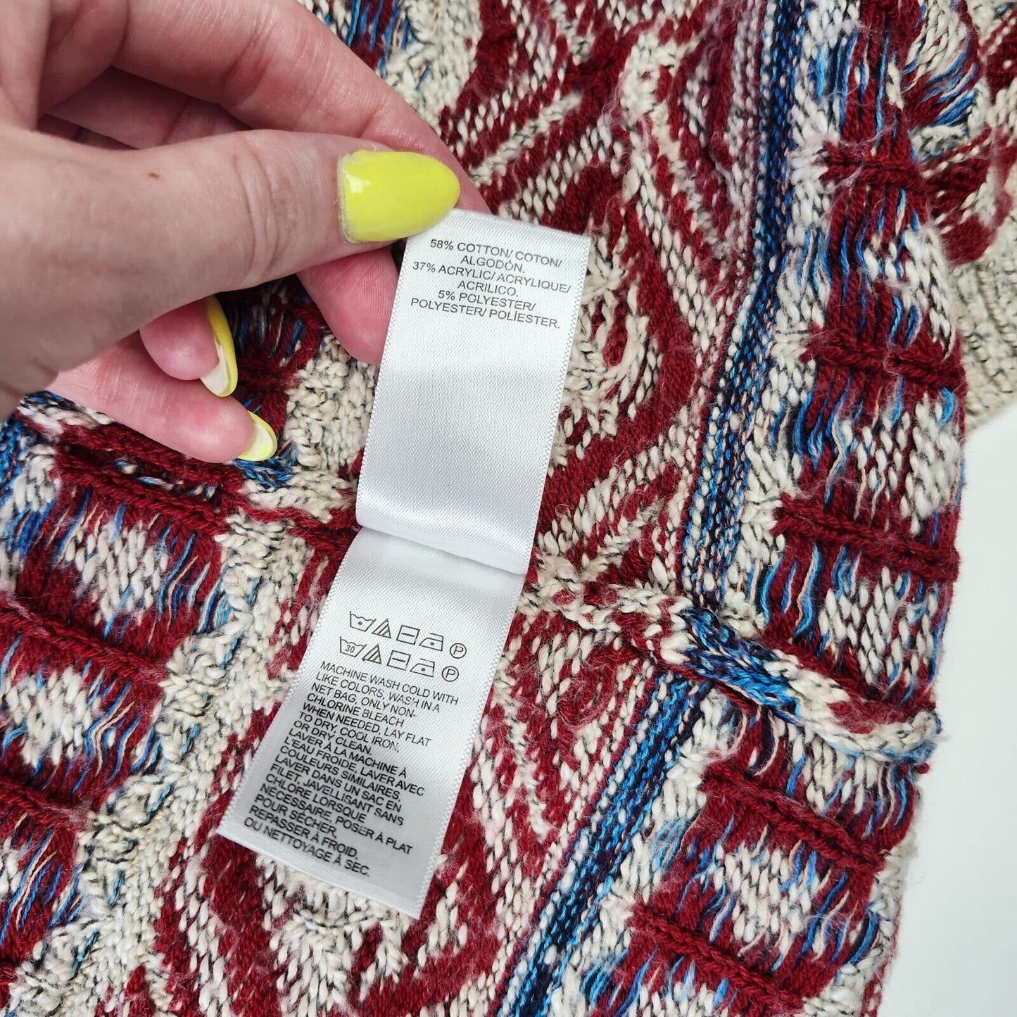 LUCKY BRAND SIZE M OPEN FRONT CARDIGAN SWEATER SOUTH WESTERN PRINT AZTEC