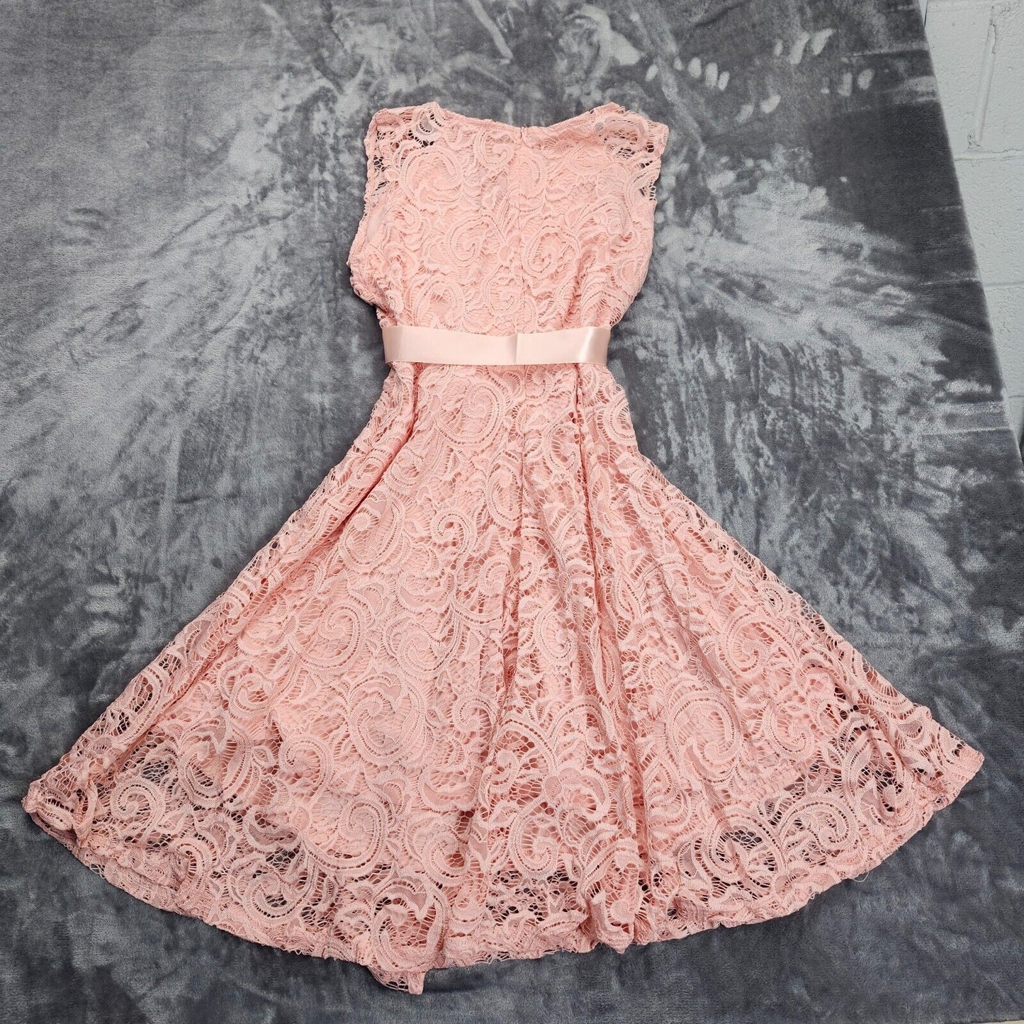 Women Summer Dress Sleeveless Formal Wedding Bridesmaid Lace Pink Size 2XL