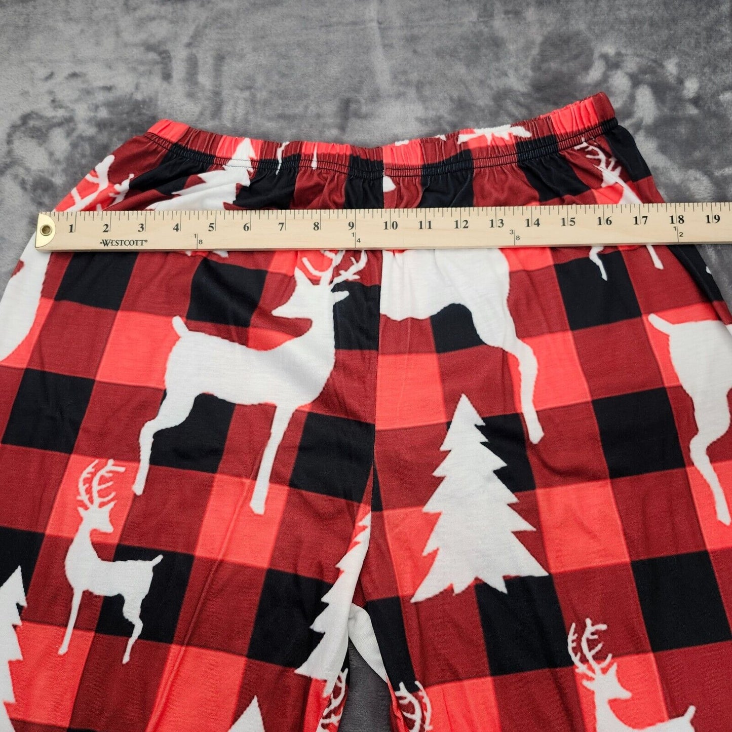 Unisex Christmas Fall Long Sleeve Plaid Spandex Pajamas Sleepwear Set Medium