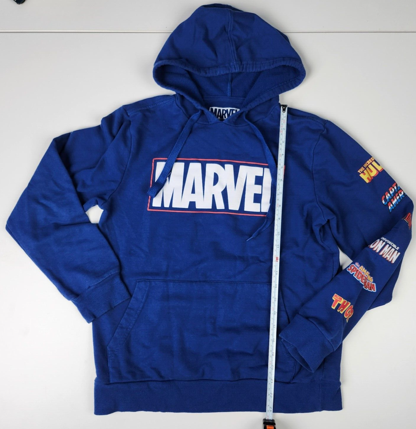 Hybrid Men's Marvel Logo Hoodie Sweatshirt S Blue