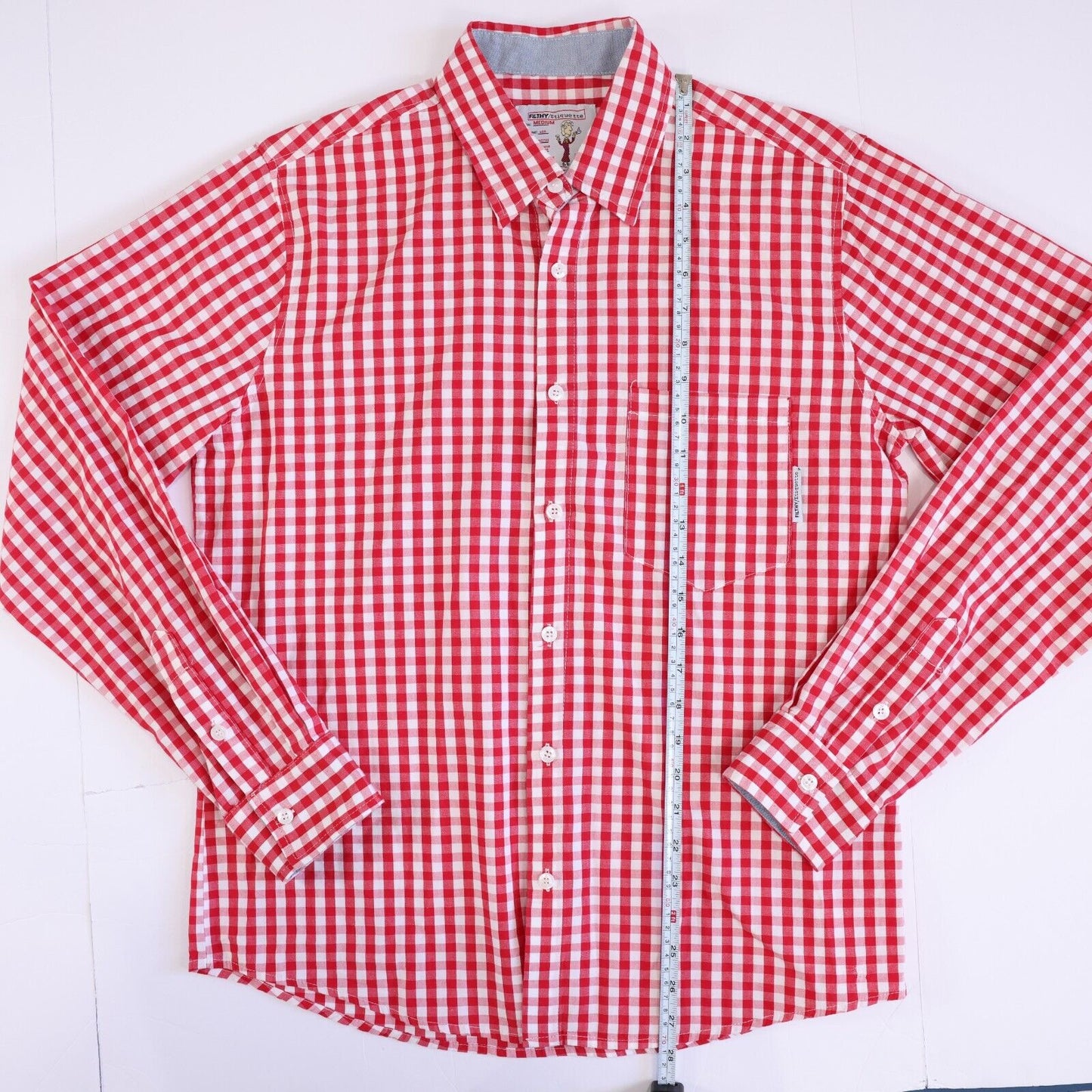 Filthy Etiquette Mens Button Down Shirt Red MEDIUM