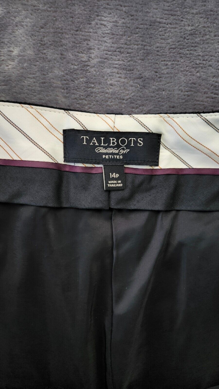 Talbots dress pants womens 14 signature straight gray wool/spandex blend lined