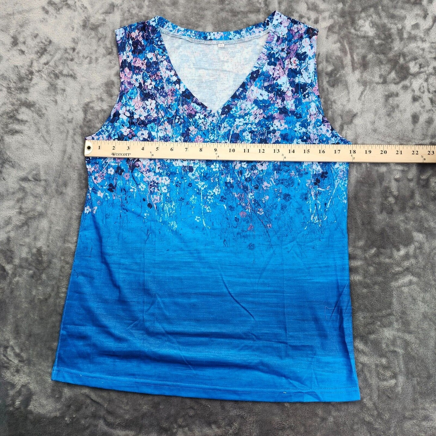 Women Summer Floral Print V-Neck Sleeveless Casual Tank Top XL