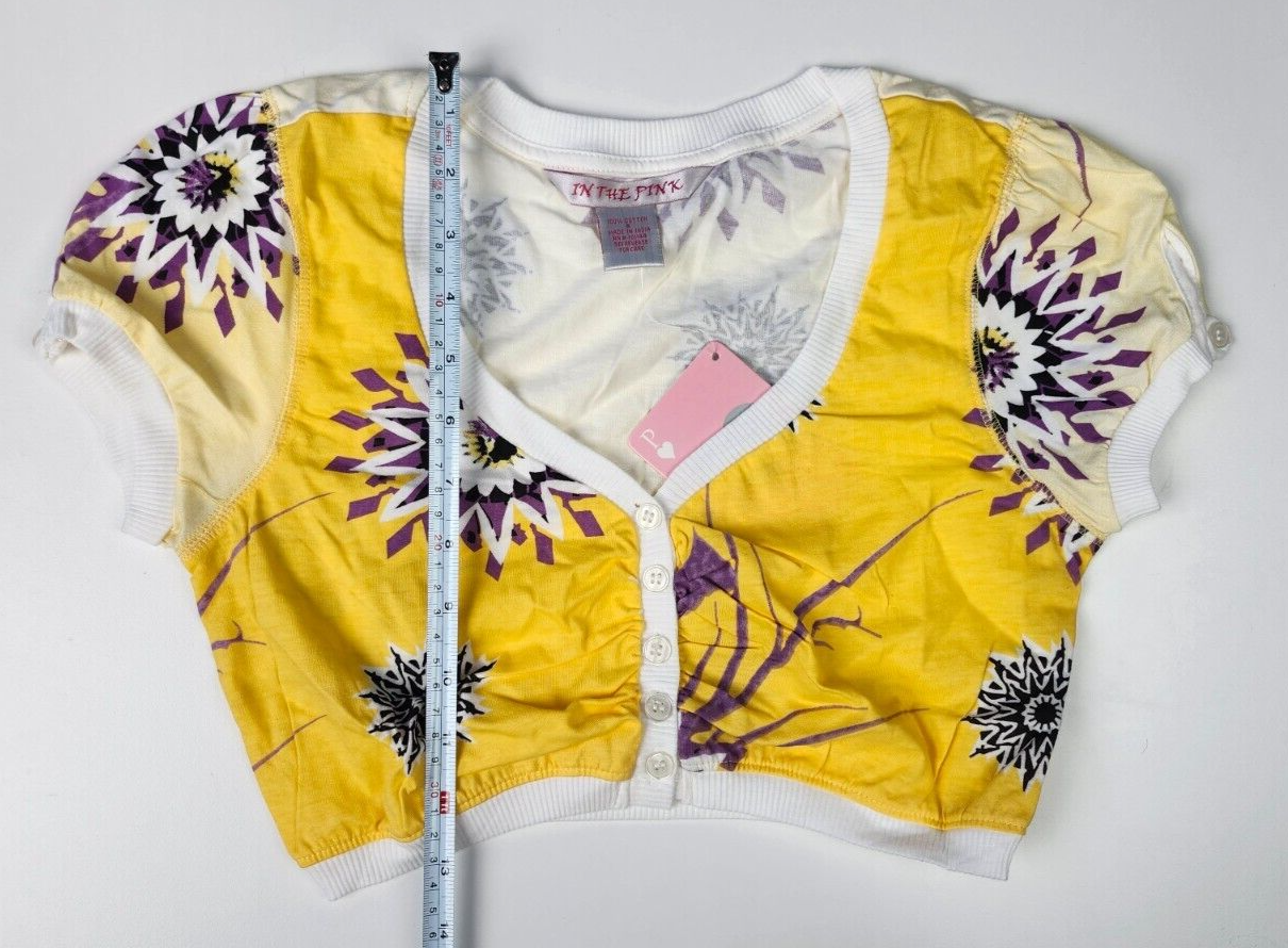 In The Pink Womens Yellow Floral Crop Top Size Small