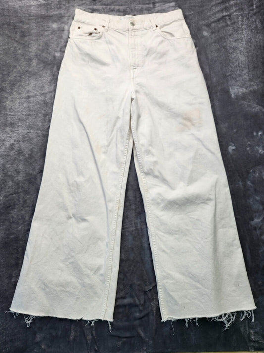 Zara the trute wide leg white denim jeans size 8