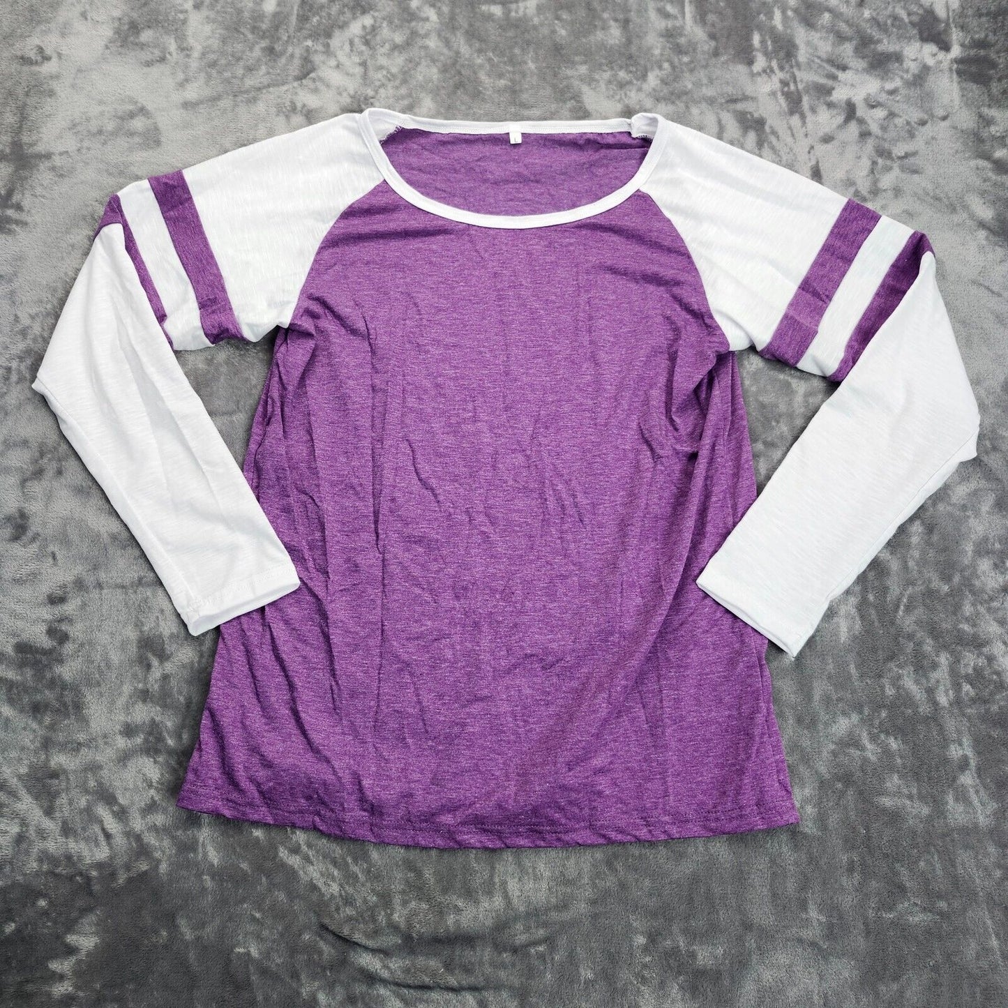 Long Sleeve Tshirt Baseball Jersey Top Purple Large