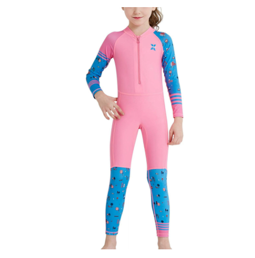 Kids One Piece Long Sleeve Swimsuit Sun Protection Sunsuit Wetsuit Medium