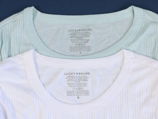 Lucky Brand Womens Soft 2 Shirts Mint Green and White Size MEDIUM