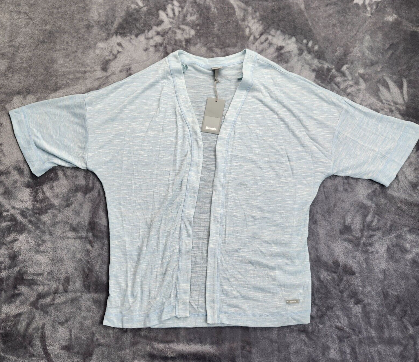 Bench Urbanwear Womens Pale Blue open front cardigan 3/4 sleeve Small