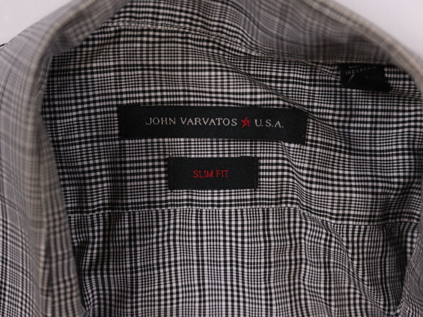 John Varvatos USA Slim Fit Glen Check Button Up Long Sleeve Dre Shirt 16.5 32/33