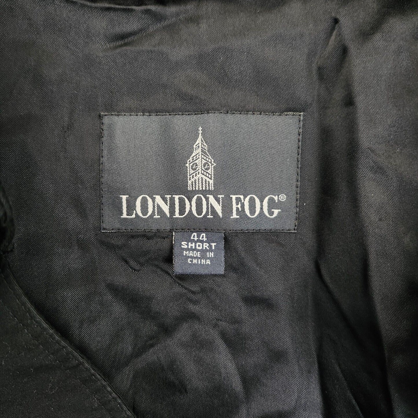 LONDON FOG Mens Long Pea Coat Black Size 44 Short