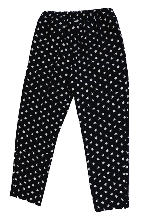 J Crew Star Print Black Crepe Pull On Tie Waist Cropped Jogger Pants Trousers