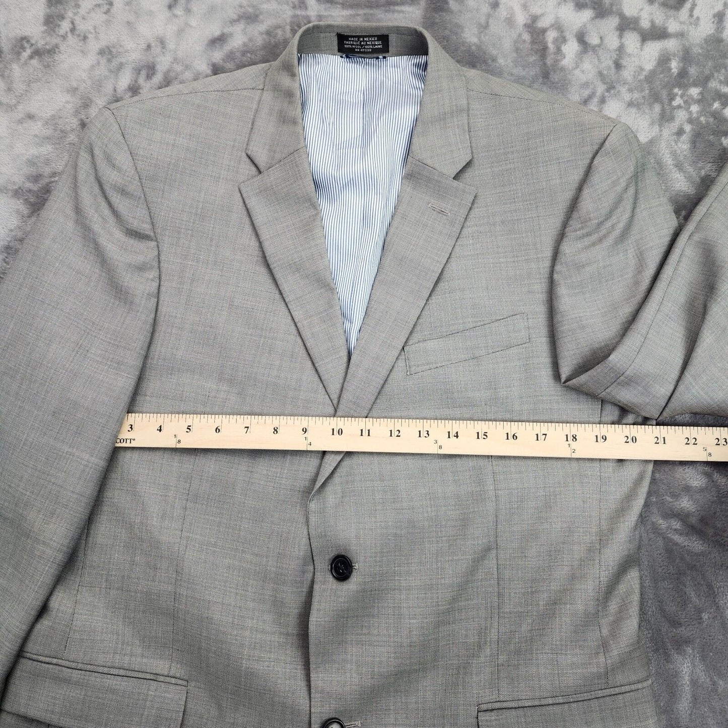 NWoT Tommy Hilfiger Mens Suit Jacket 100% Wool 42 Long Gray Notch Lapel