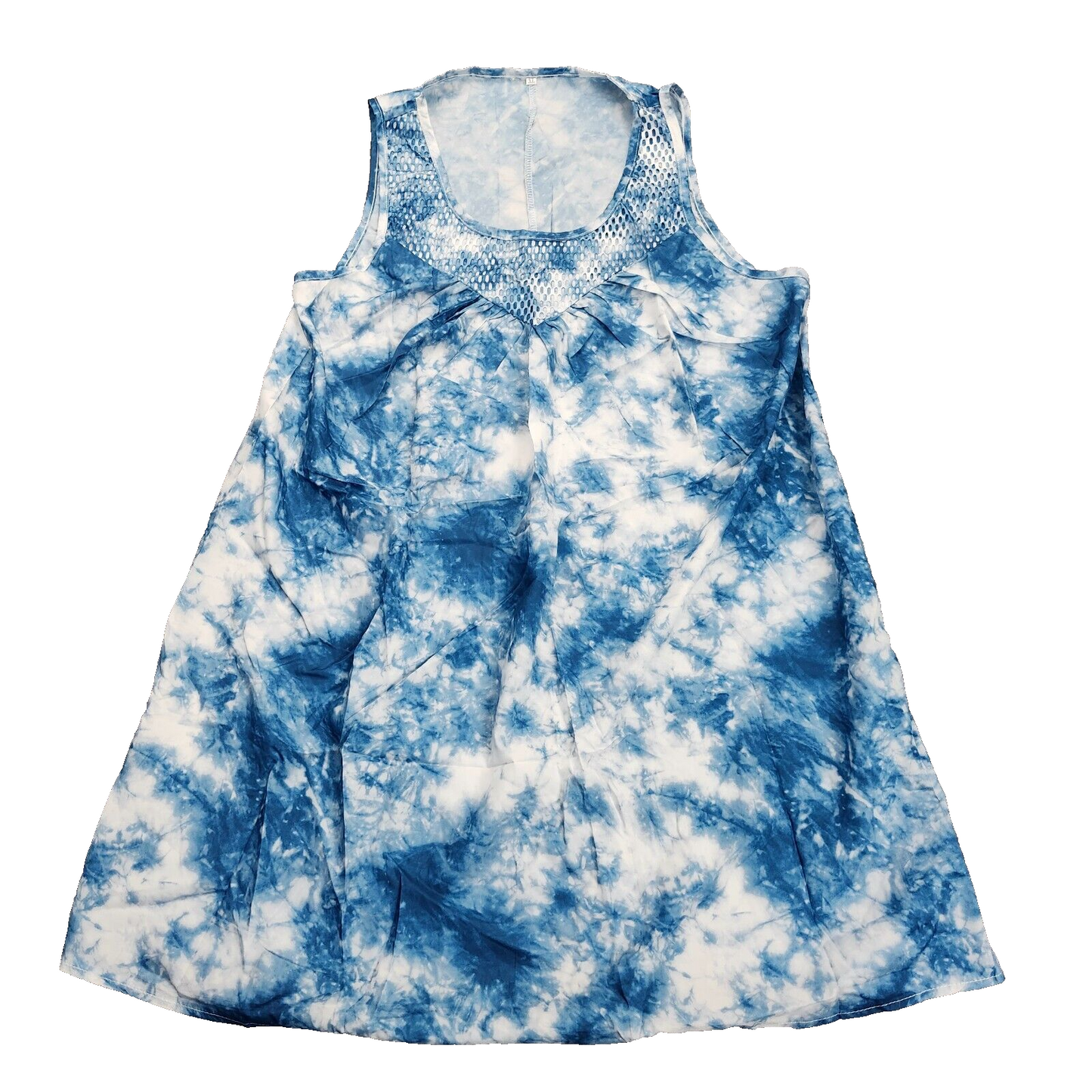 Women's Sleeveless Tie Dye Tunics Tank Tops Blue XL