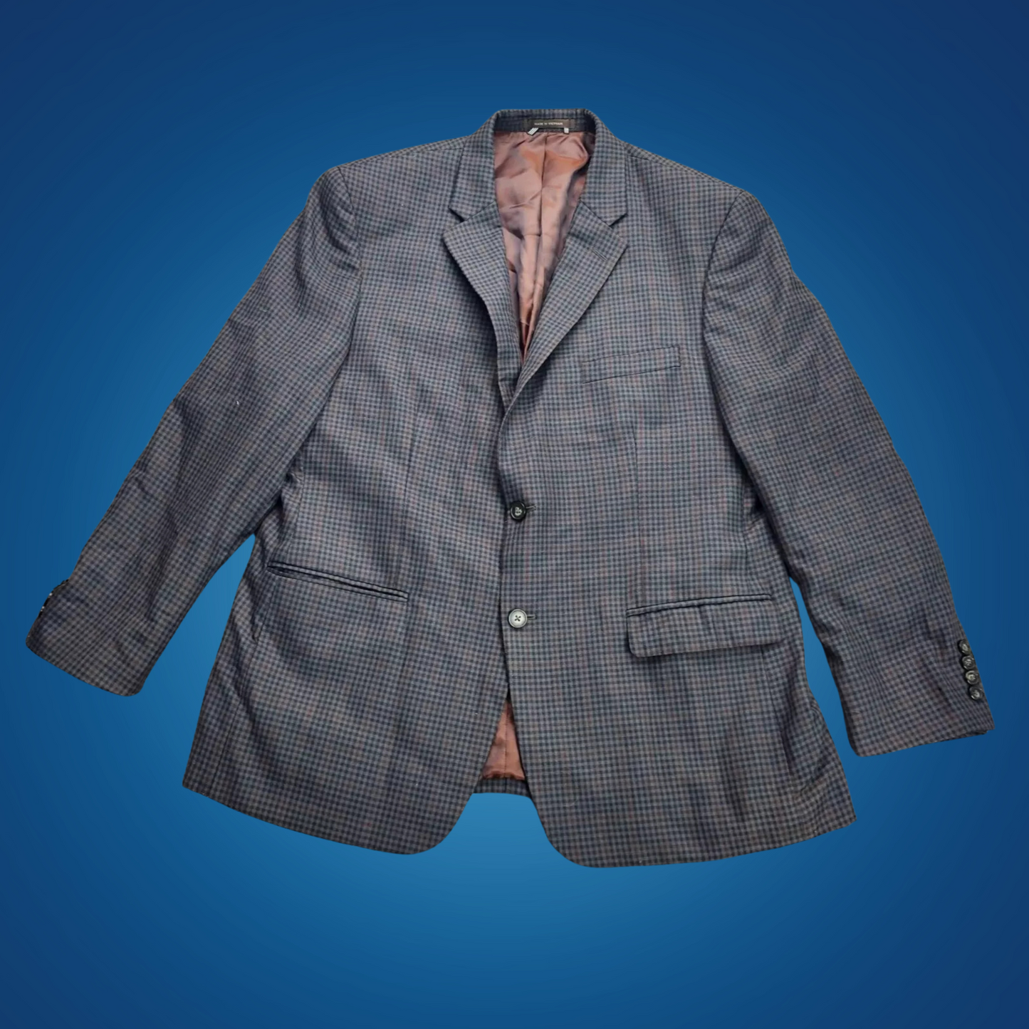 Greg Norman Tasso Elba Mens Blue Checks Plaid Blazer Sport Coat Jacket 46R