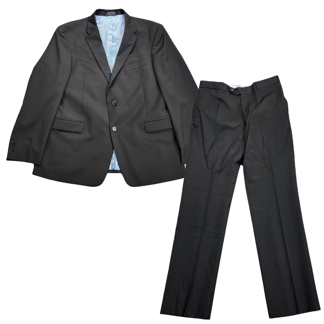 Tommy Hilfiger Mens Black Suit Set Jacket Size 42 Short, Pants Size 34w 32L