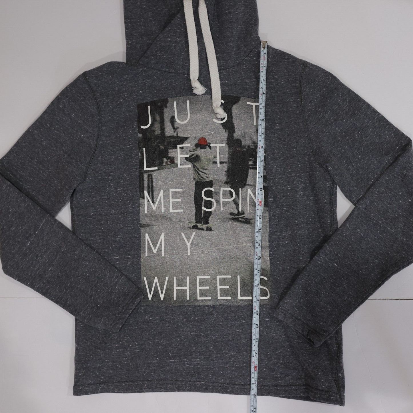 H&M DIVIDED Mens Hoodie Gray Just Let ME Spin My Wheels Size M