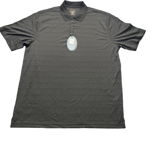 Greg Norman Golf Polo Shirt Men's Play Dry Performance Black Horizontal Stripe