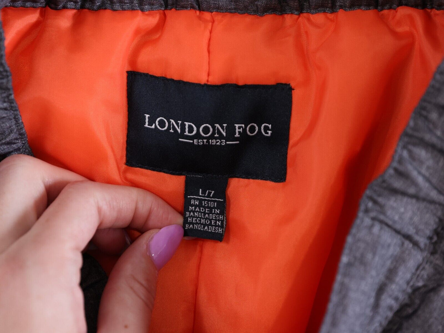 LONDON FOG Kids Snow Pants Unisex Size L/7 Gray and Orange Snow Pants