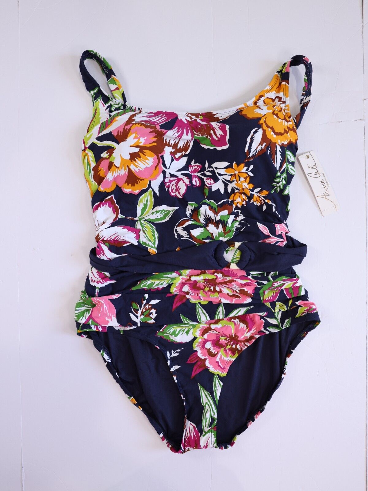 NWT Anne Cole Swim Swimsuit One 1 piece Sz 18W Belt