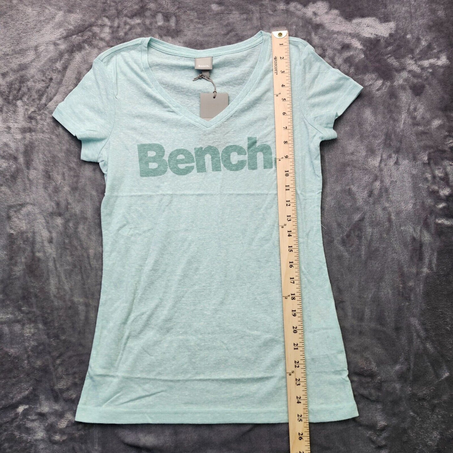 Bench Urban Wear Womens V-neck T-Shirt Size Small Blue/Green