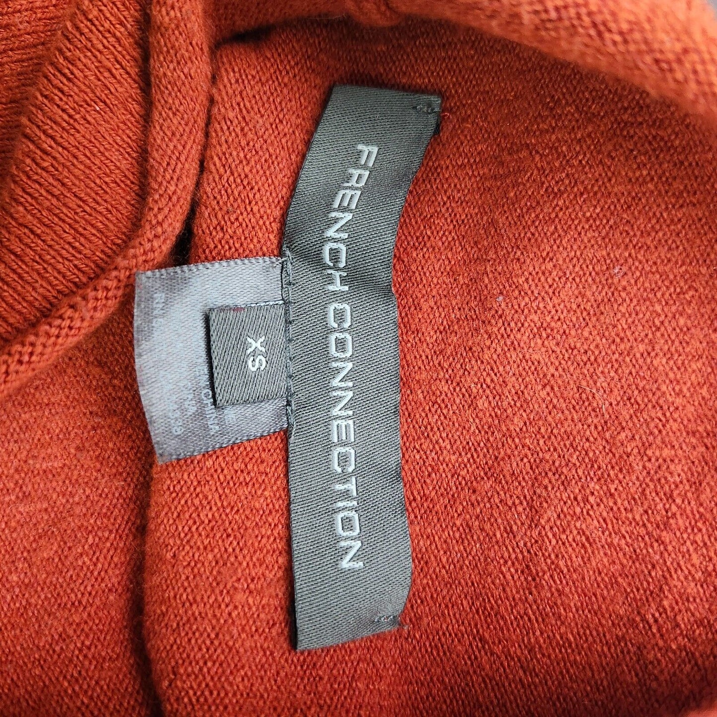 French Connection Mock Turtleneck Extra Small Orange Thin knit