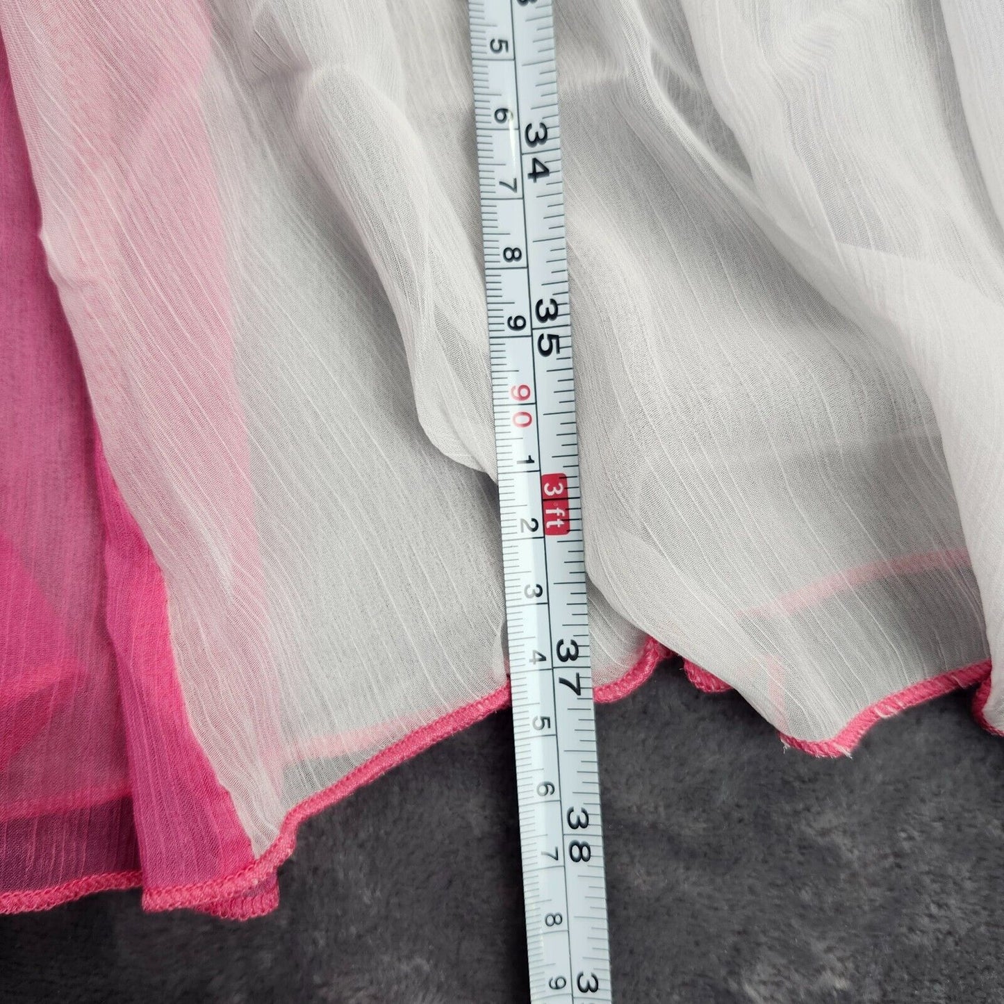 Womens Chiffon Flowing Maxi Circle Skirt White and Pink size XXL