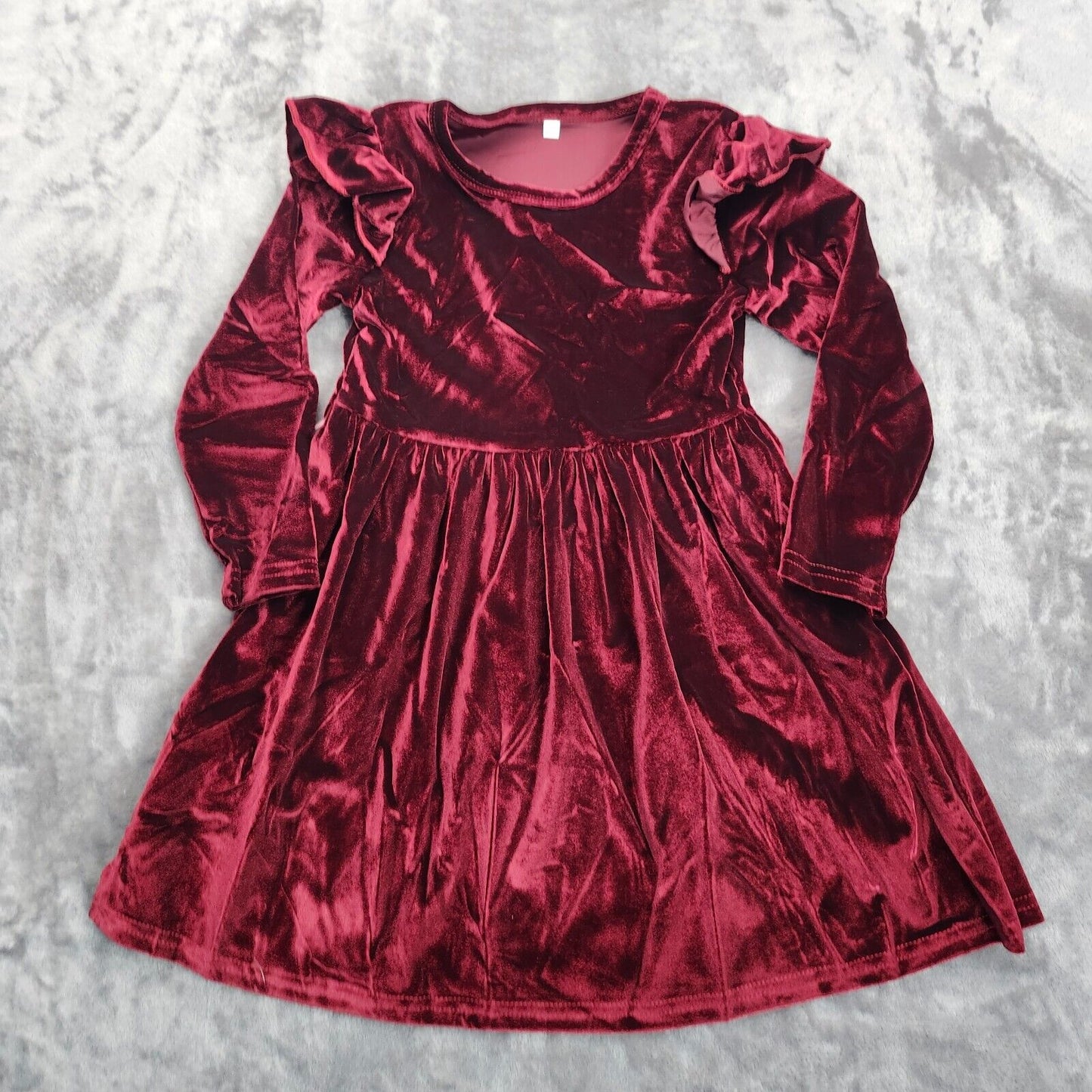 Girls Winter Dress Single Sided Velvet for Kids Twirl Dress Ruffle Hem 3-4 years