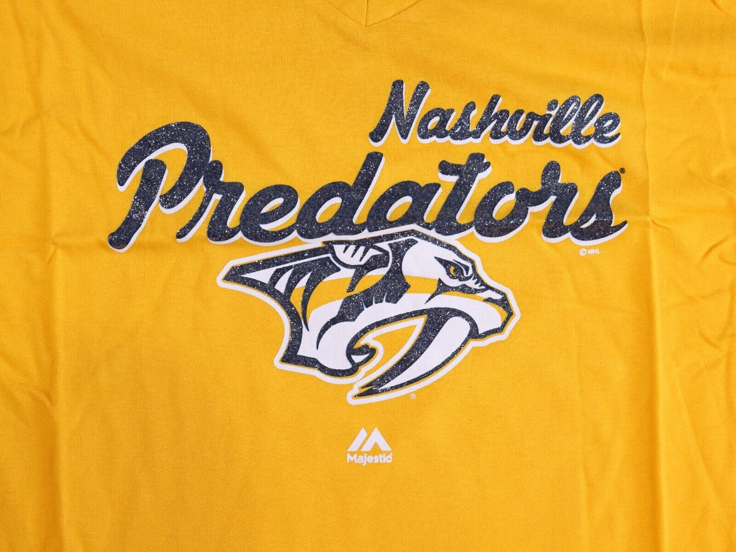 Nashville Predators Women’s V-Neck Tee - Majestic, Yellow, Size 4X