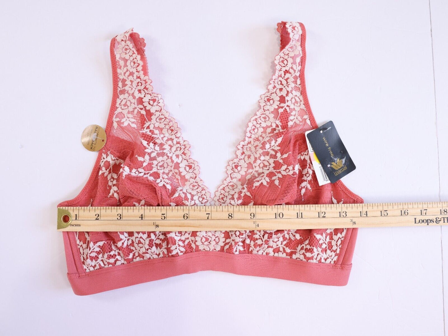 Wacoal Embrace Lace Non-Padded non-Wired 3/4Th Cup Lace Bralette Bra Coral sz 40