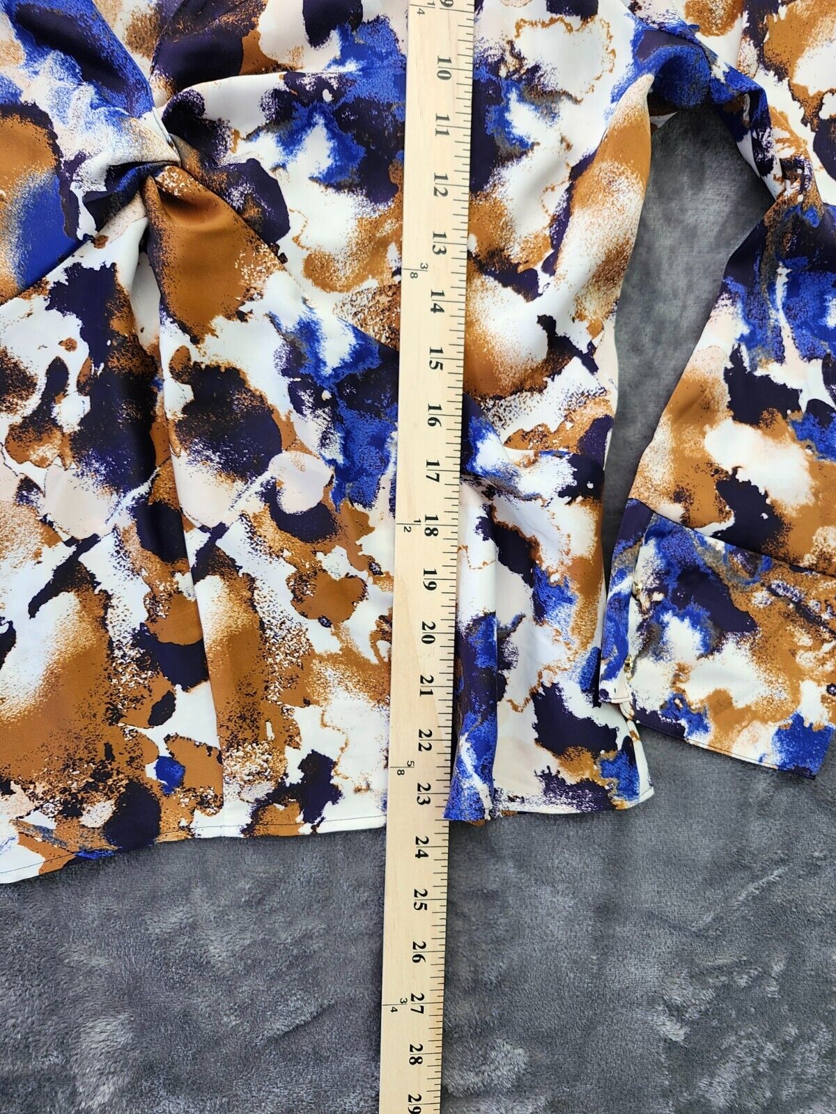 ZARA Women’s Printed Blouse With Sand Blue Colors Size XL