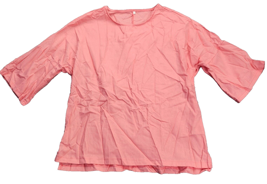 Womens Linen Style Blouse 3/4 Bell Sleeve Pink Size 4XL