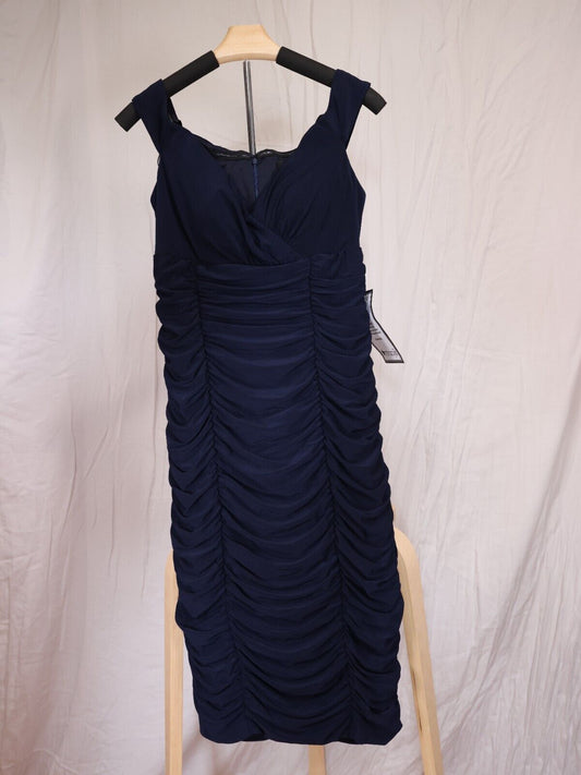 Escape Womens Navy Slit Lined Shjort Sleeve Body Con Dress Size 12