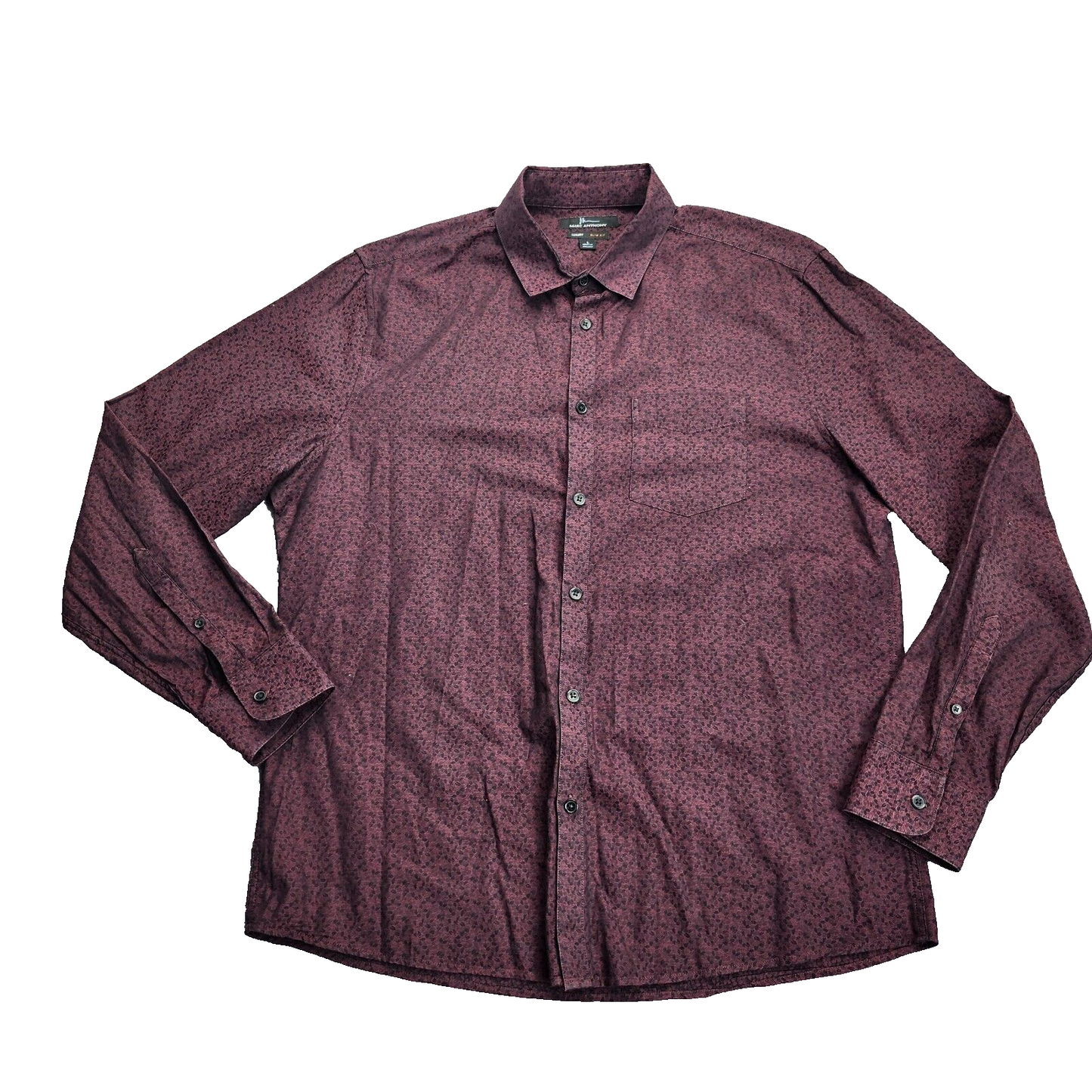 MARC ANTHONY LUXURY SLIM FIT Dress Shirt Burgundy Size L